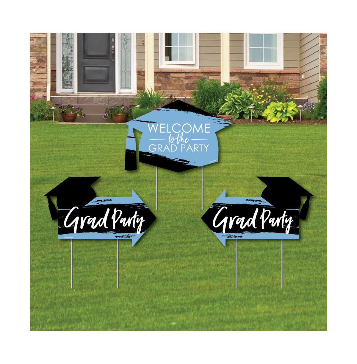 Light Blue Grad - Best is Yet to Come - Double Sided Outdoor Lawn Sign - 3 Ct