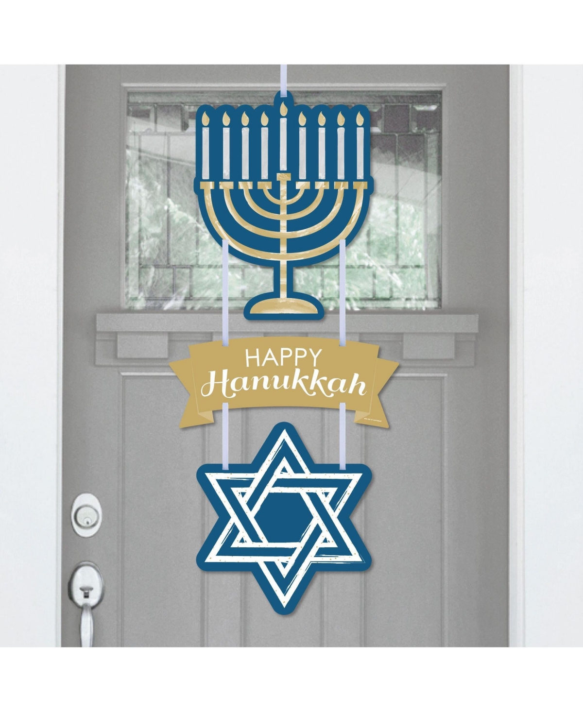 Happy Hanukkah - Chanukah Holiday Party Outdoor Decor Front Door Decor 3 Pc Sign