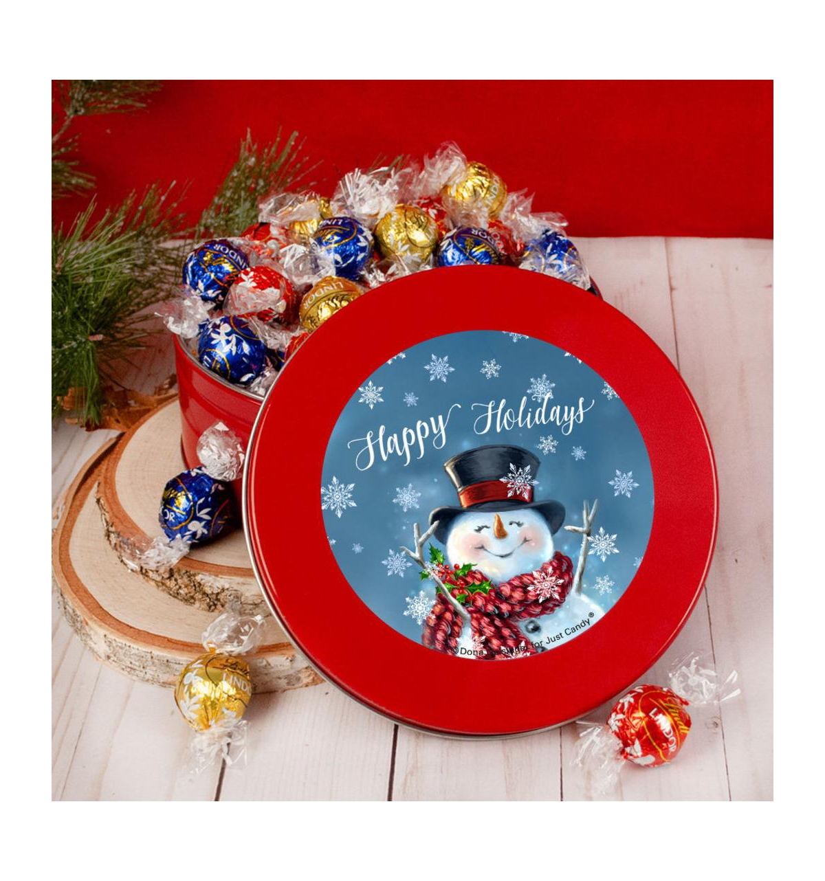 Just Candy Christmas Chocolate Tin with Lindt Truffles, 35 Pieces