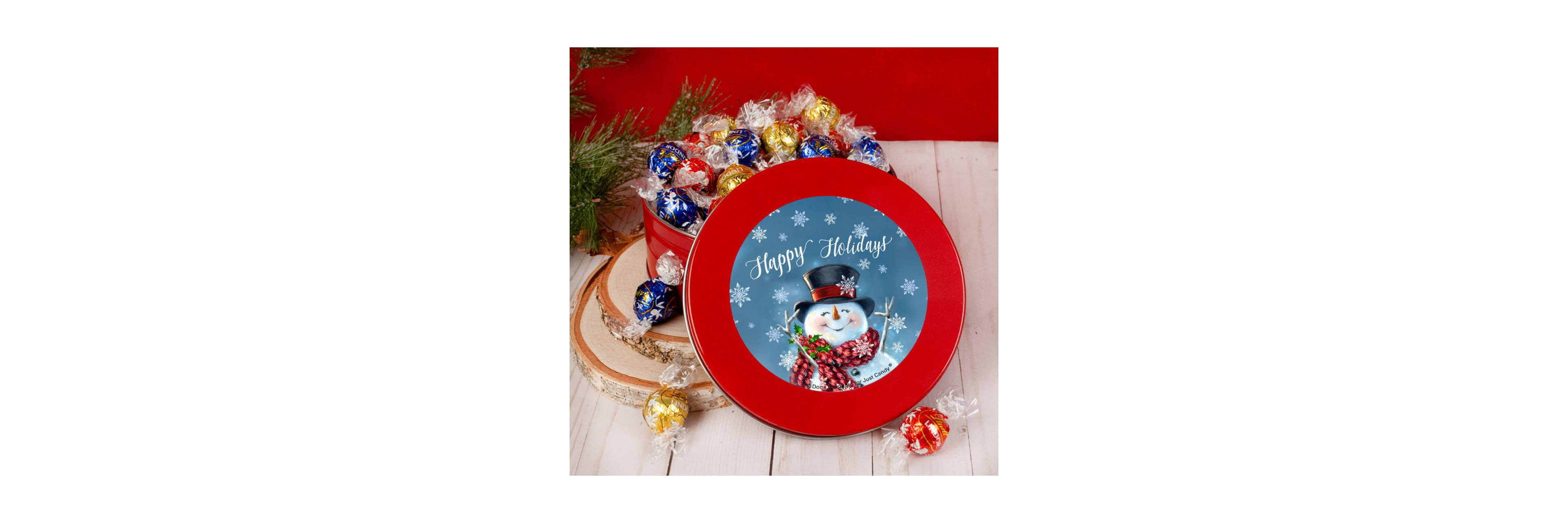 Just Candy Christmas Chocolate Tin with Lindt Truffles, 35 Pieces
