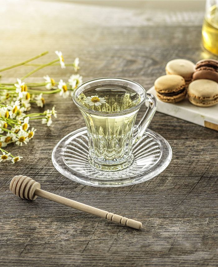 JoyJolt Belle Glass Coffee or Tea Mug with Saucer, 2 Piece Macy's