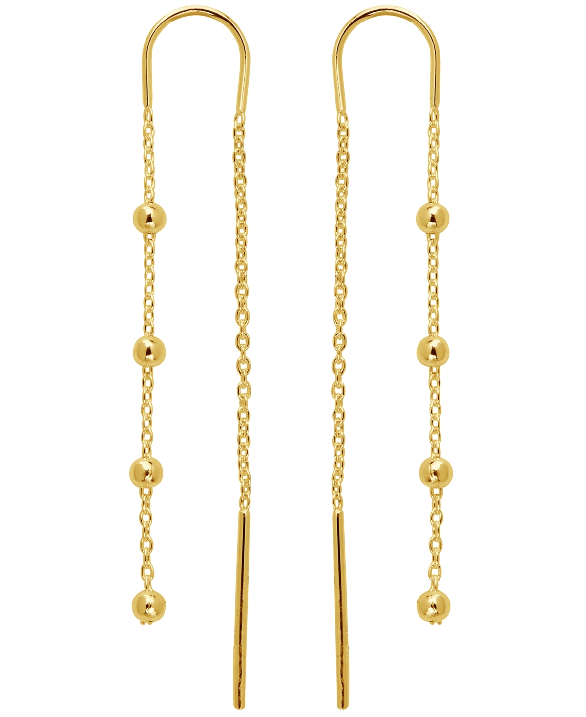 Giani Bernini Polished Ball Chain Threader Drop Earrings In 18k Gold-plated Sterling Silver, Created For Macy's (a In Gold Over Silver