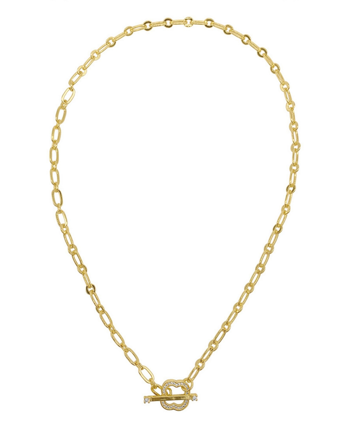 Shop Adornia Plated Crystal Clover Toggle Necklace In Yellow