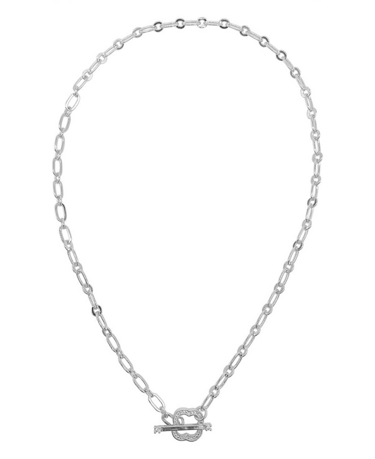 Adornia Plated Crystal Clover Toggle Necklace
