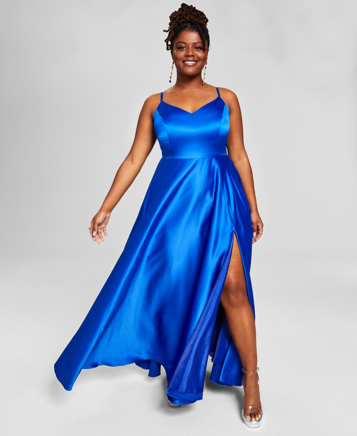B Darlin Trendy Plus Size Satin Sleeveless Gown Smart Closet