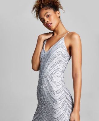 B Darlin Juniors' Sequined Bungee-Strap Gown, Created For Macy's - Macy's