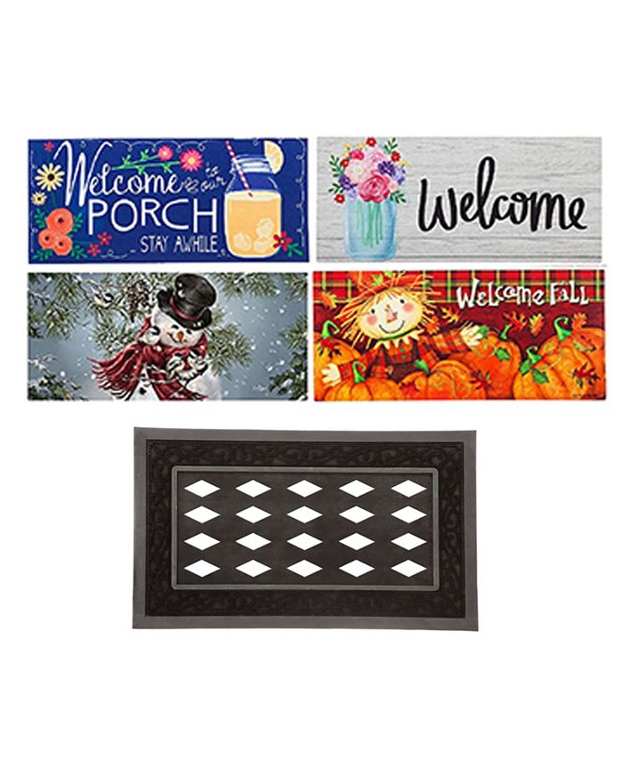 Evergreen Indoor Outdoor Doormat Bundle Set of 5 Frame and 4