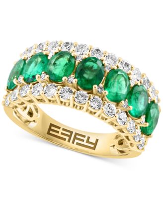 EFFY Collection - Effy Blue & White Sapphire Ring (3-1/2 ct. t.w.) & Diamond (1/20 ct. t.w.) in 14k White Gold. (Also available in yellow gold Emerald and white gold Tanzanite)