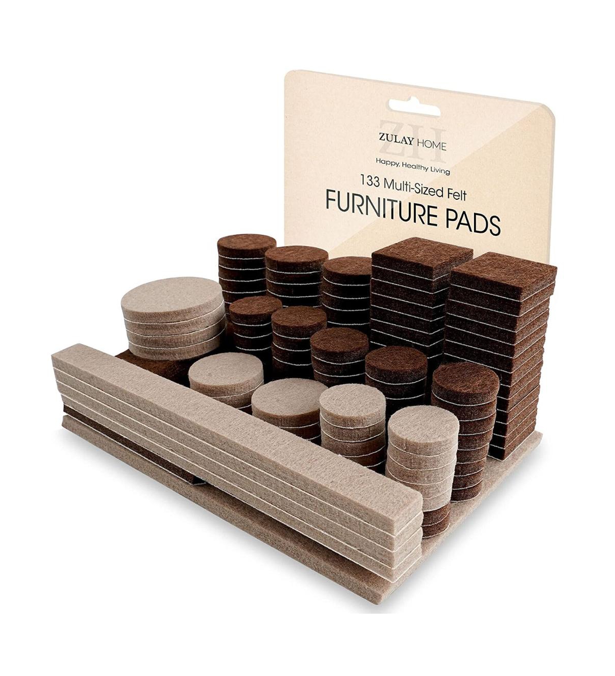 133 Piece Self Adhesive Felt Furniture Pads for Hardwood Floors - Brown