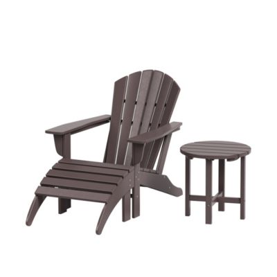 Outdoor Adirondack Chair with Ottoman Side Table Set