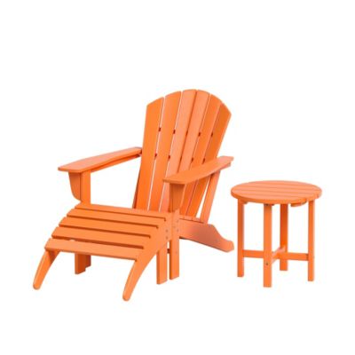 Outdoor Adirondack Chair with Ottoman Side Table Set