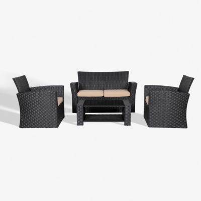 4-Piece Modern Patio Conversation Sofa Set with Cushions