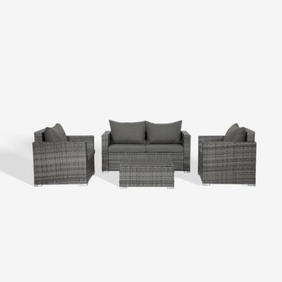 4-Piece Modern Patio Conversation Sofa Set with Cushions