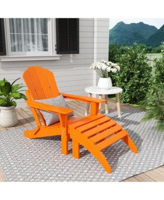 Classic Folding Adirondack Chair with Footrest Ottoman Set