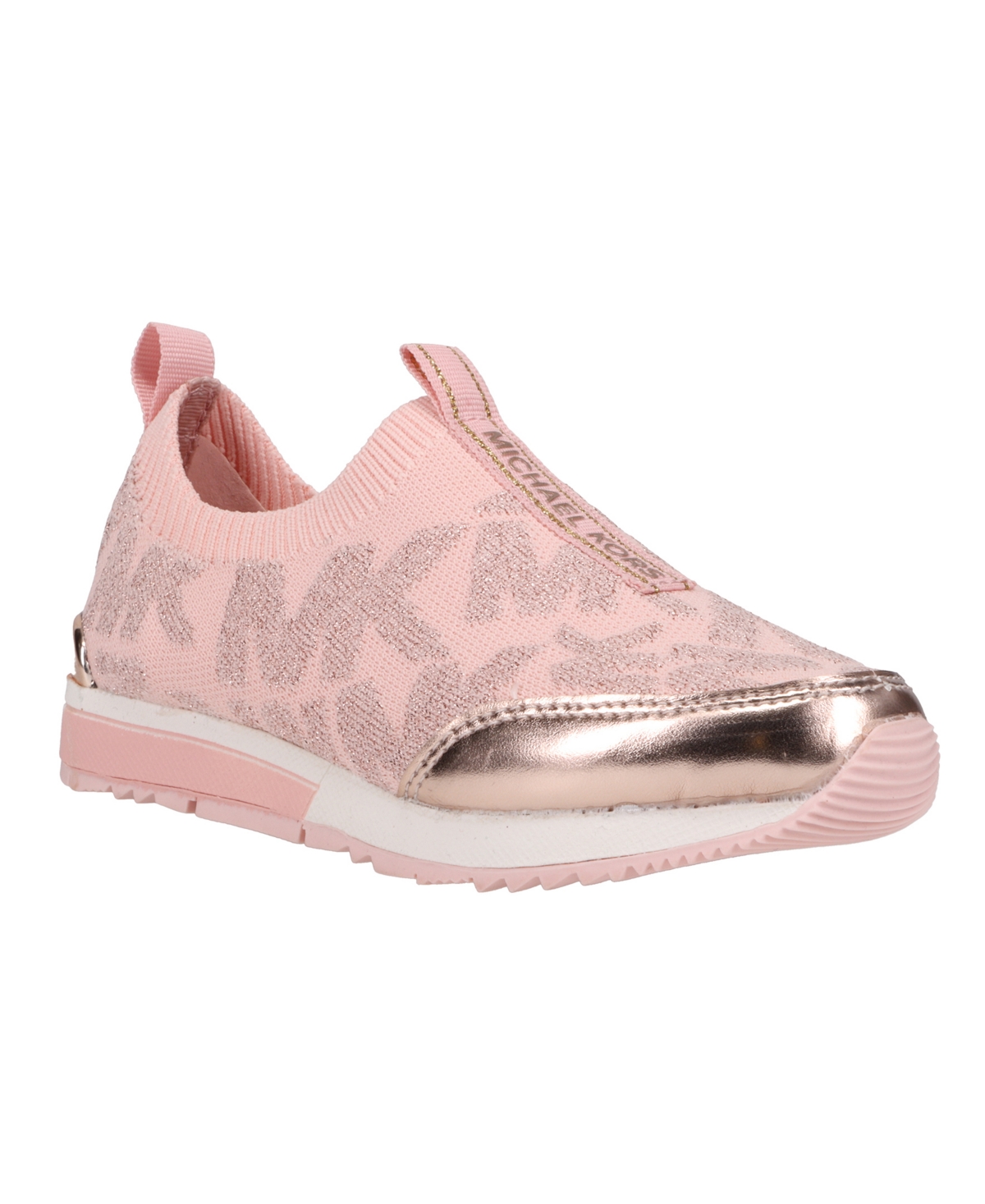Michael Kors Babies' Toddler Girls Allie Sock Logo Slip On Sneakers In Pink,rose Gold