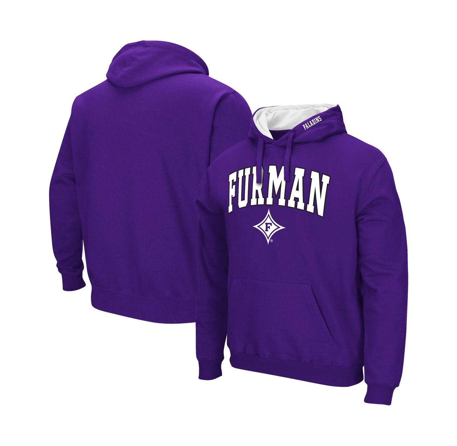 Men's Purple Furman Paladins Arch & Logo Pullover Hoodie