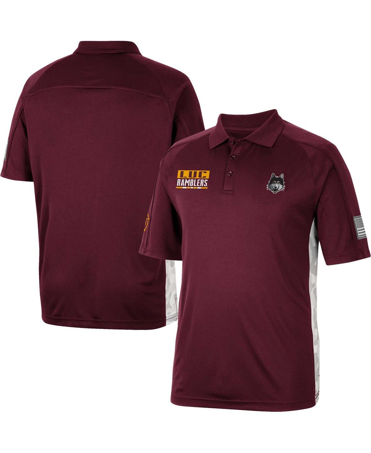 Men's ColosseumLoyola Chicago Ramblers Oht Military-Inspired Appreciation Snow Camo Polo Shirt - Maroon
