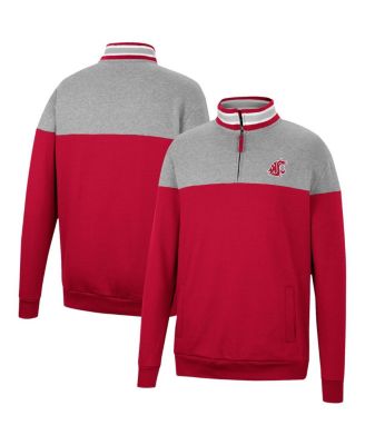 Men's Heathered Gray, Cardinal Washington State Cougars Be the Ball Quarter-Zip Top