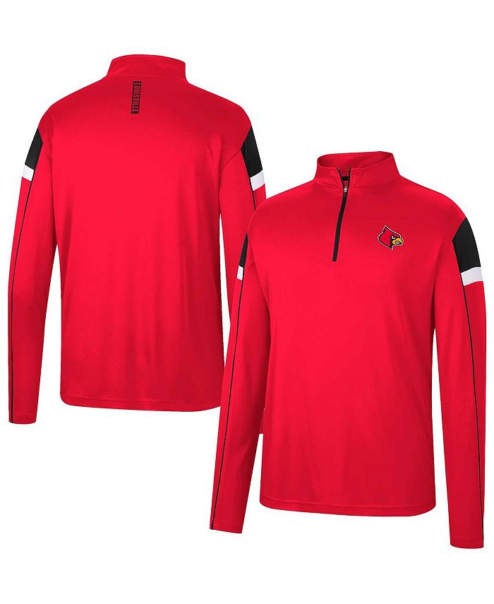 Men's Colosseum Heathered Gray/Red Louisville Cardinals Country Club  Windshirt Quarter-Zip Jacket
