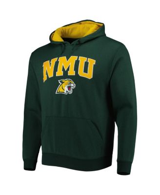 Men's Green Northern Michigan Wildcats Arch & Logo Pullover Hoodie
