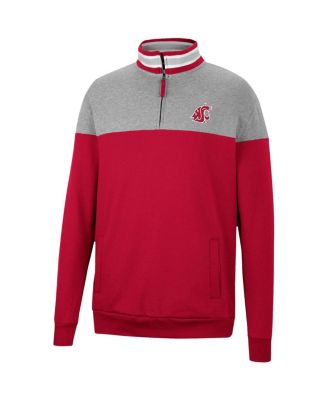 Men's Heathered Gray, Cardinal Washington State Cougars Be the Ball Quarter-Zip Top