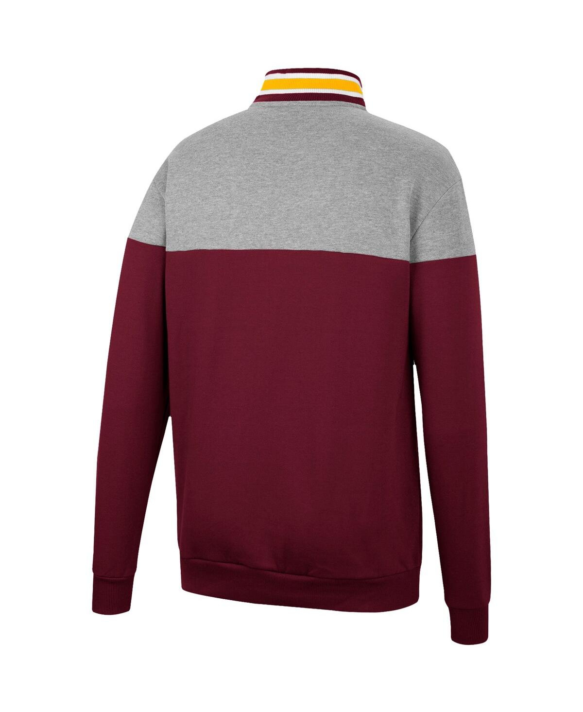 Colosseum Men's  Maroon, Heather Gray Minnesota Golden Gophers Be The Ball Quarter-zip Top In Maroon,heather Gray
