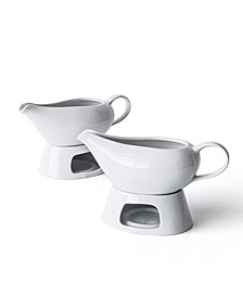 Gravy Boat and Warmer Stand, Set of 2