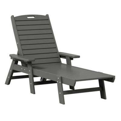 3 Pieces Set Poly Adirondack Outdoor Chaise Lounges with Side Table