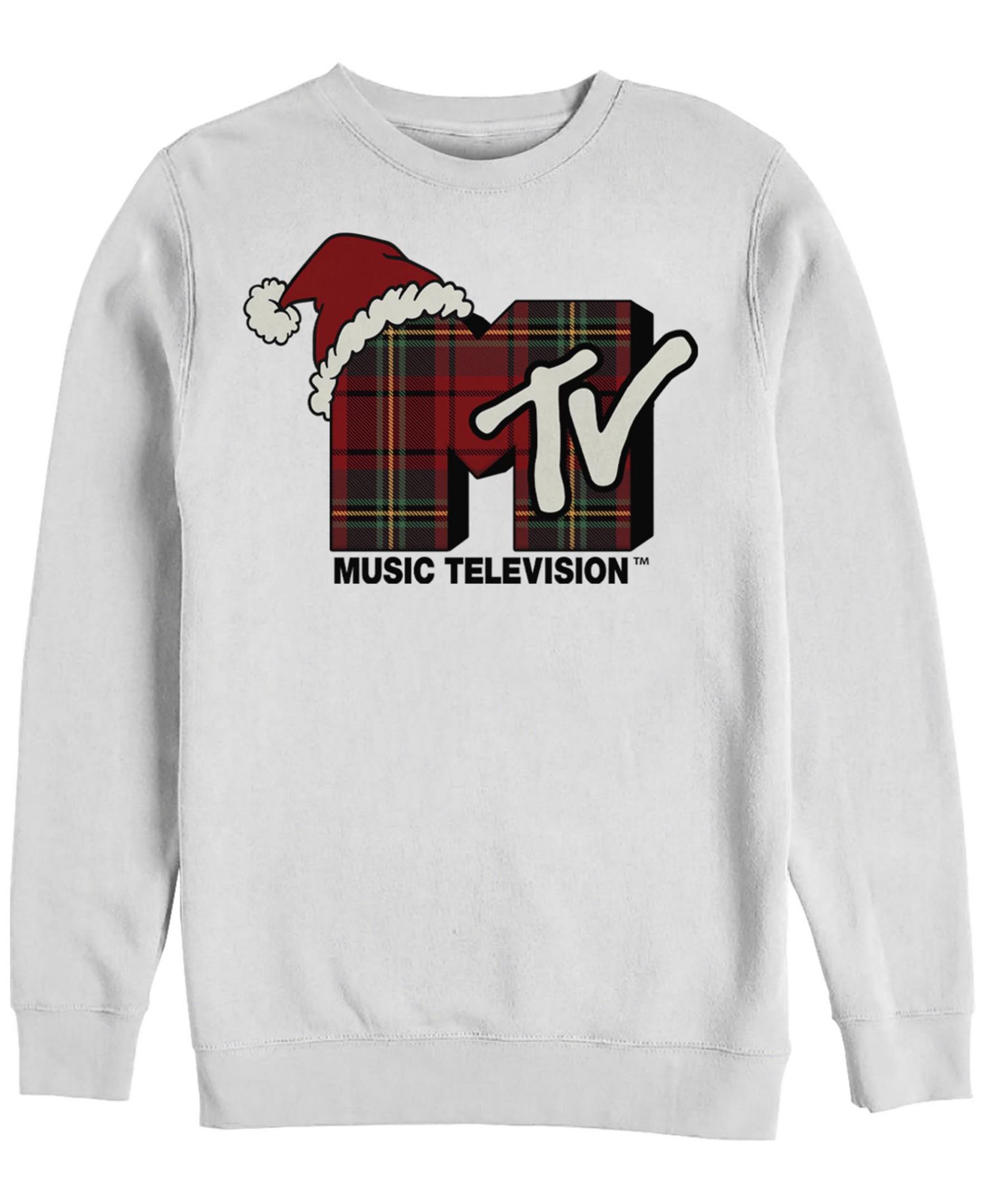 Men's MTV Plaid Christmas Crew Fleece Pullover