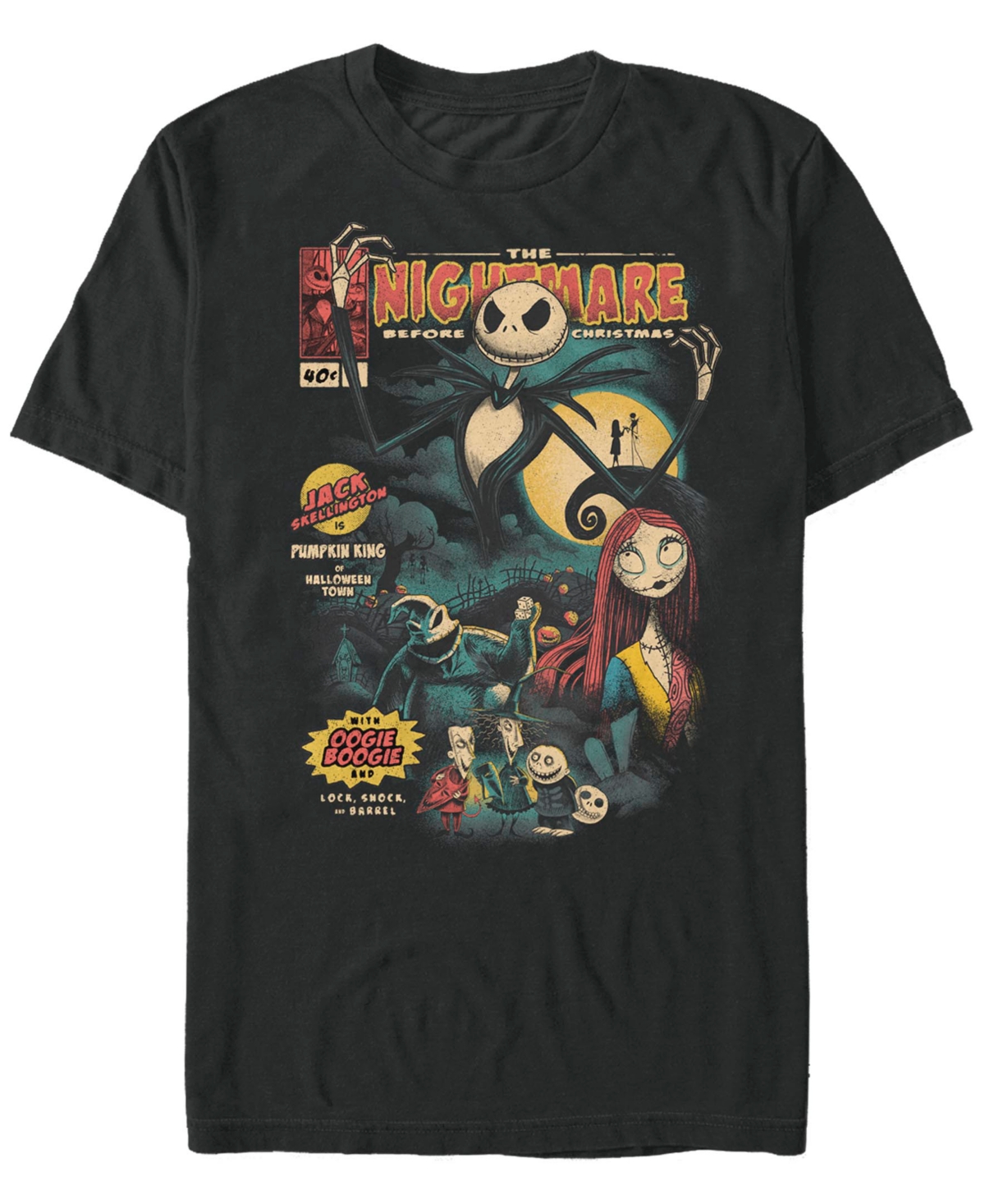 Fifth Sun Men's Nightmare Before Christmas Comic Cover Short Sleeves T-shirt In Black
