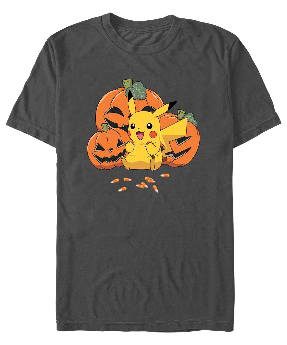 Fifth Sun Men's Pokemon Pumpkin N Candycorn Short Sleeves T-shirt In Charcoal