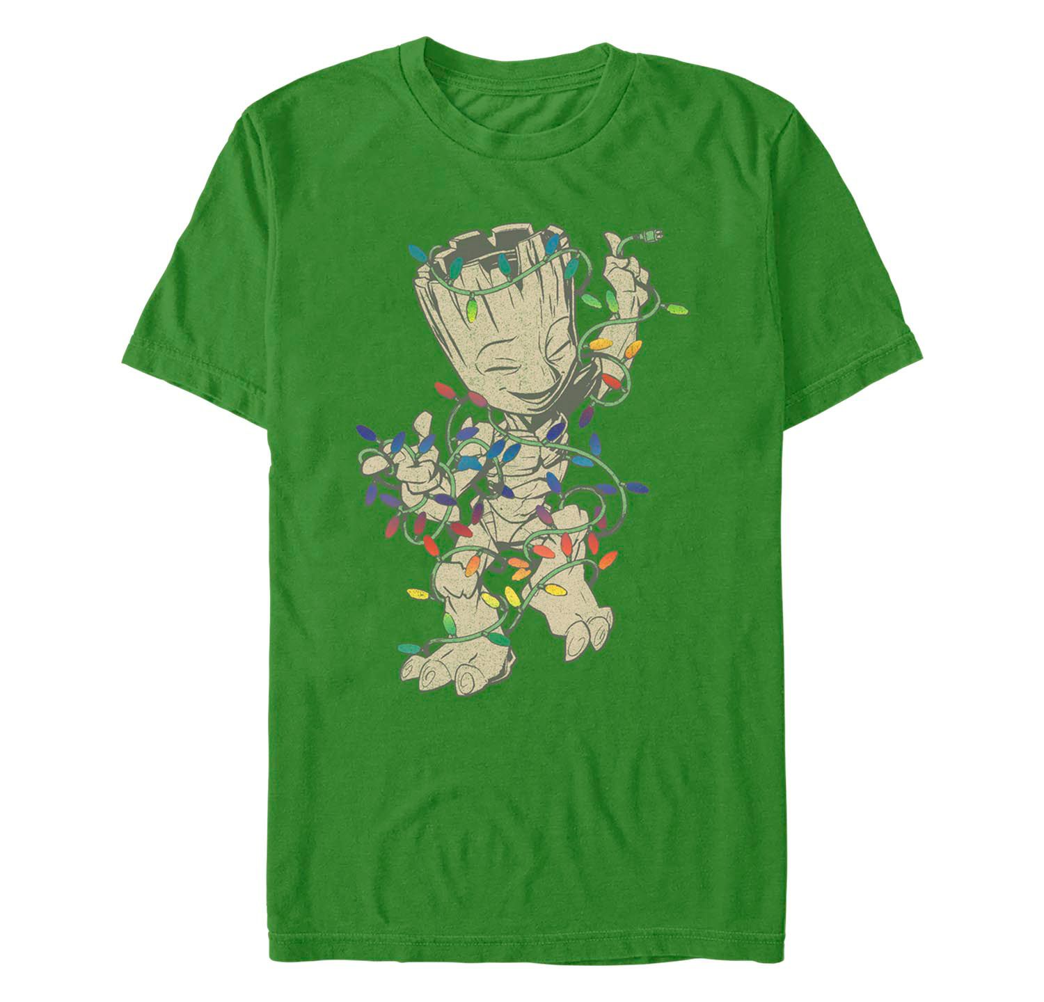 Men's Guardians of the Galaxy Classic Jingle Groot Simplified Short Sleeves T-shirt