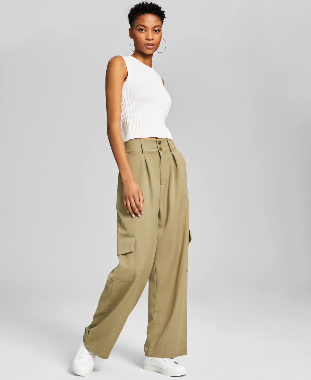  And Now This Women's High-Rise Wide-Leg Cargo Pants