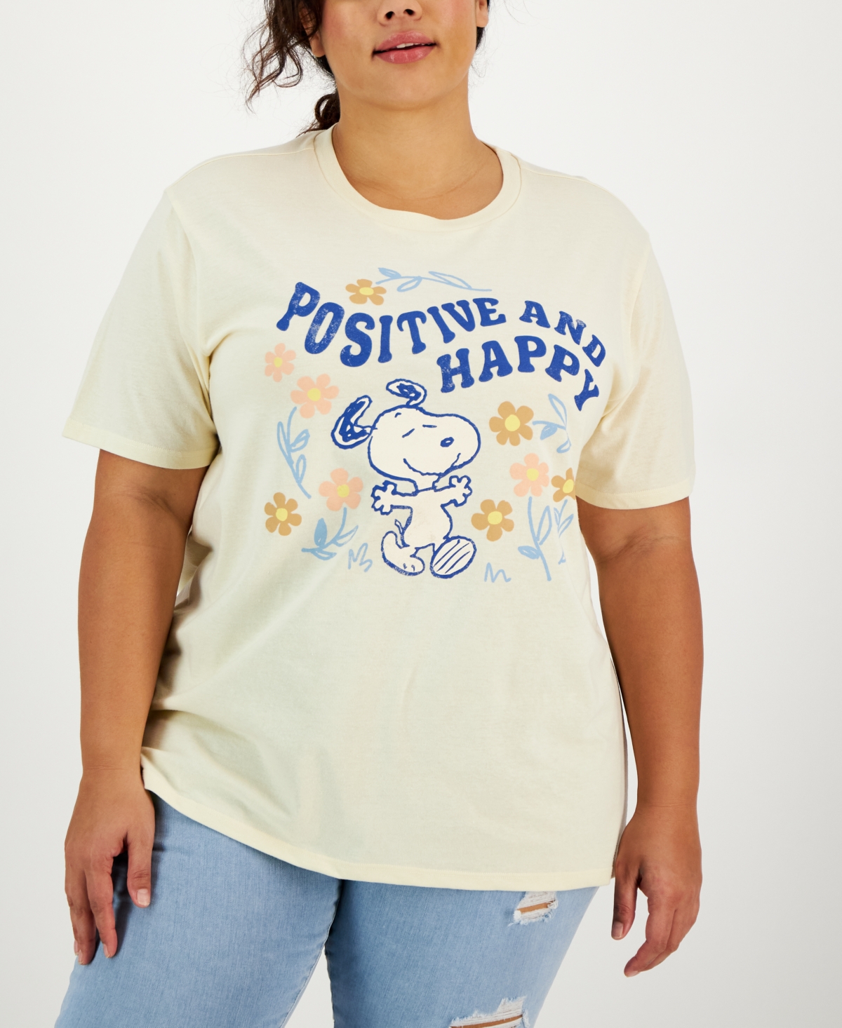 Love Tribe Trendy Plus Size Short-Sleeve Snoopy Message T-Shirt