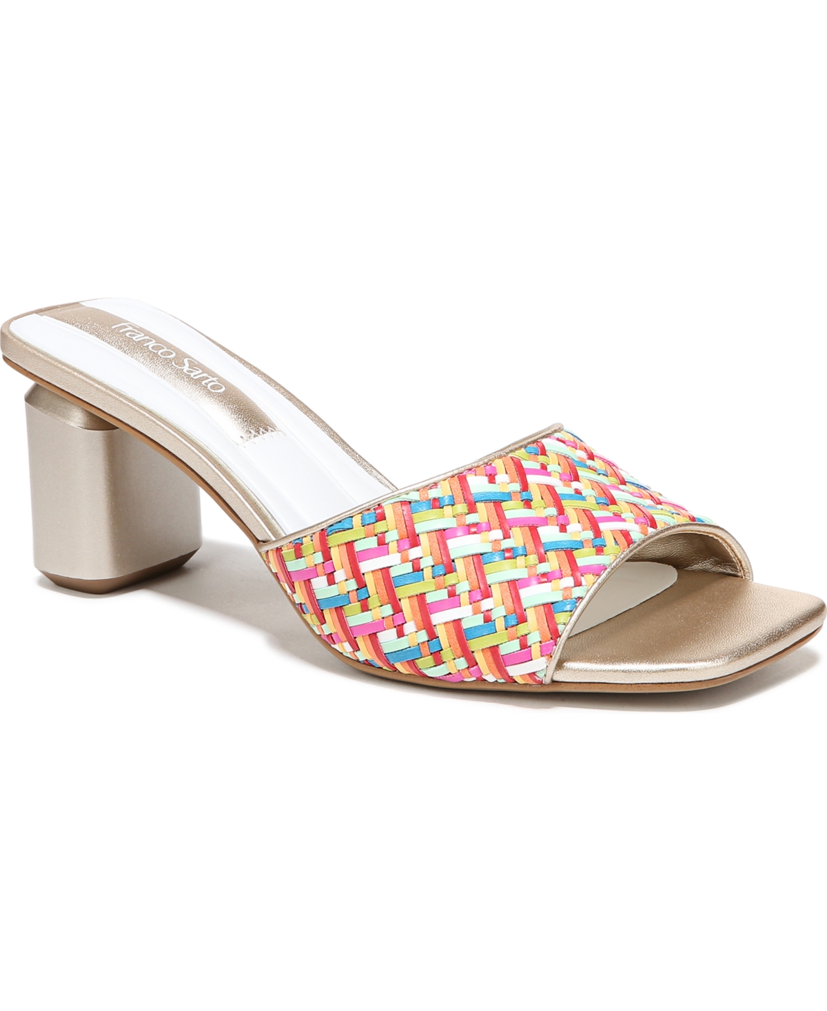 Franco Sarto Linley Slide Sandals Women's Shoes In Multi Woven Faux Leather