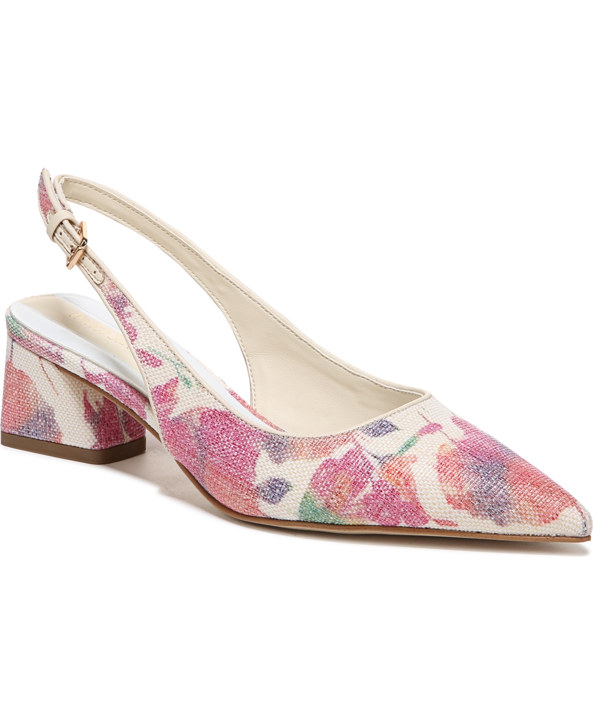 Franco Sarto Racer Slingback Pumps Women's Shoes In White Multi Floral Raffia