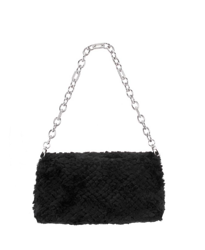 Nina Women's Faux Fur Baguette Bag with Crystal Buckle - Macy's