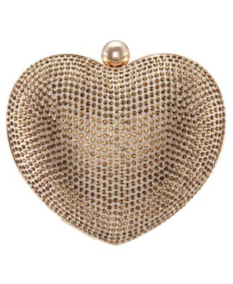 Amorie Crystal Embellished Heart Minaudiere Clutch