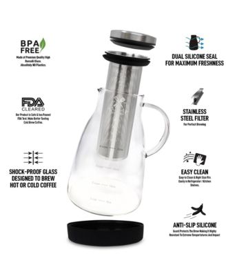Airtight Cold Brew Coffee Maker with Extra Thick Glass Carafe