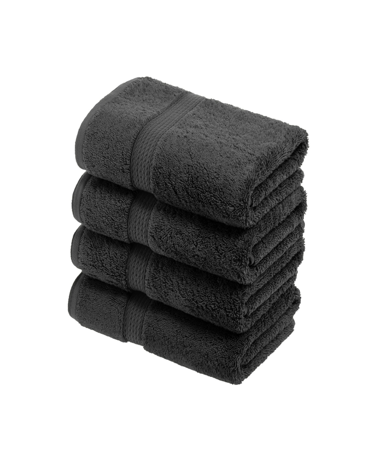 Superior Highly Absorbent 4 Piece Egyptian Cotton Ultra Plush Solid Hand Towel Set Bedding In Charcoal