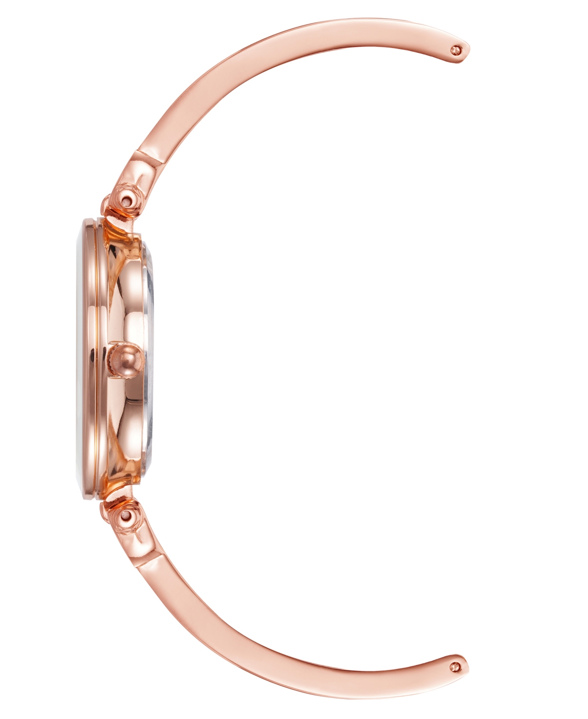 Anne Klein Women's Rose Gold-Tone Alloy Bangle with White Enamel and Crystal Accents Fashion Watch 33mm Set 3 Pieces - Rose Gold-Tone, White