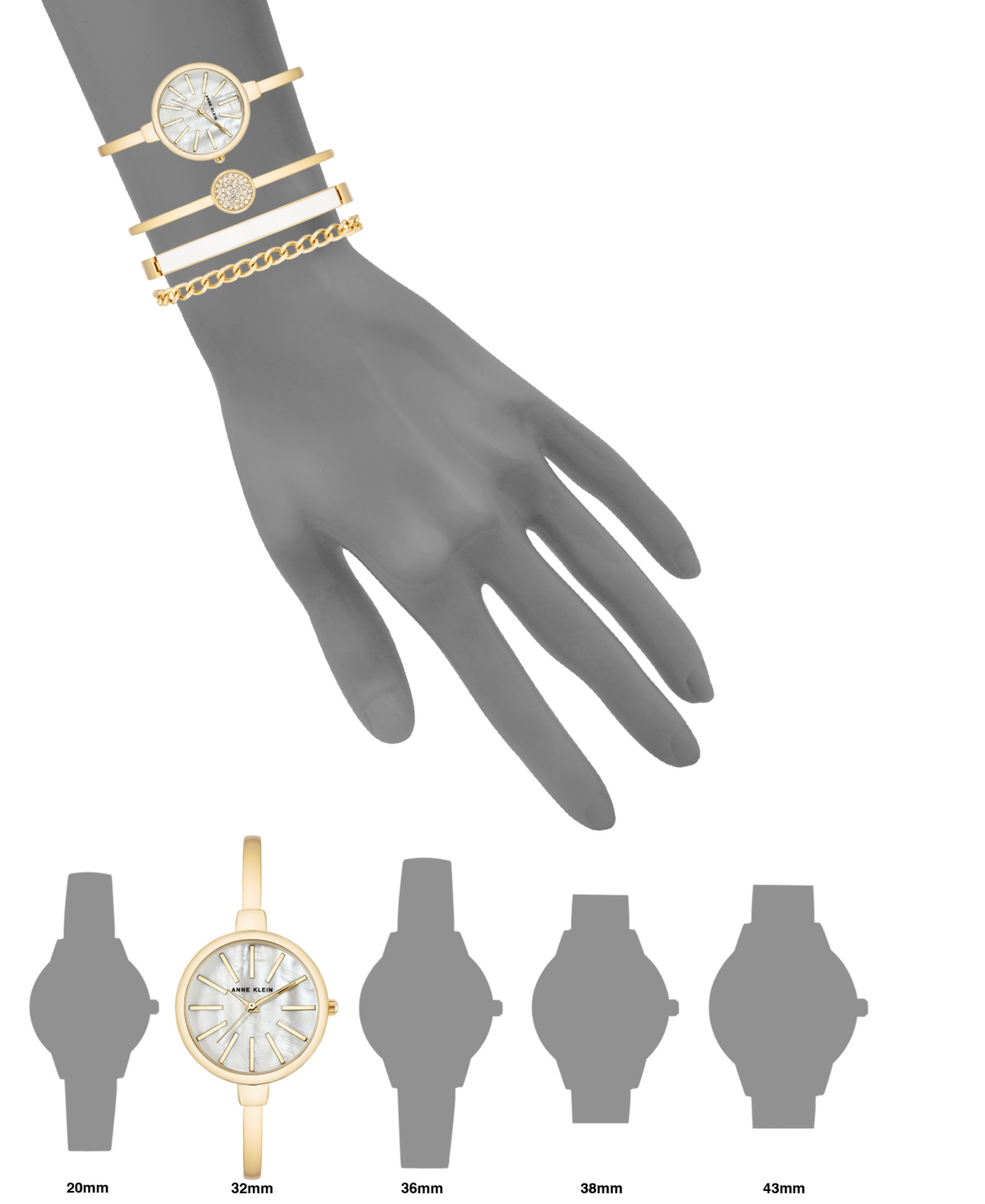 Anne Klein Women's Gold-tone Alloy Bangle Fashion Watch 41mm Set 4 Pieces In Gold-tone
