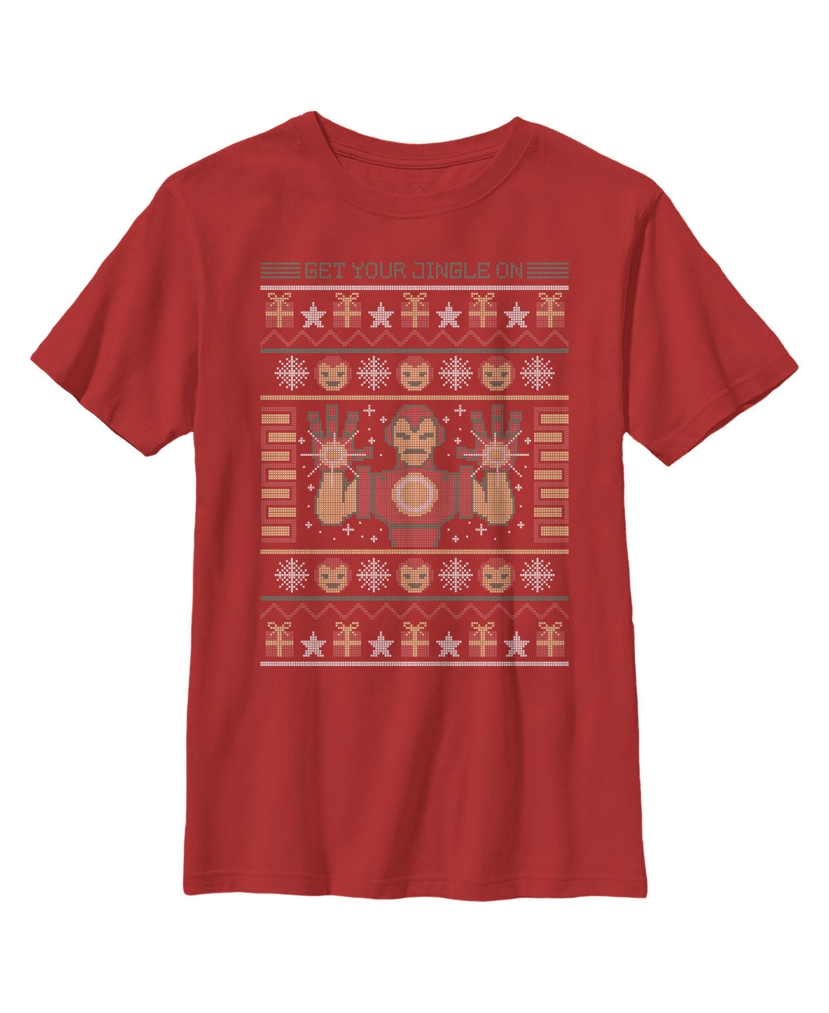 Boy's Marvel Ugly Christmas Iron Man Child T-Shirt - Red