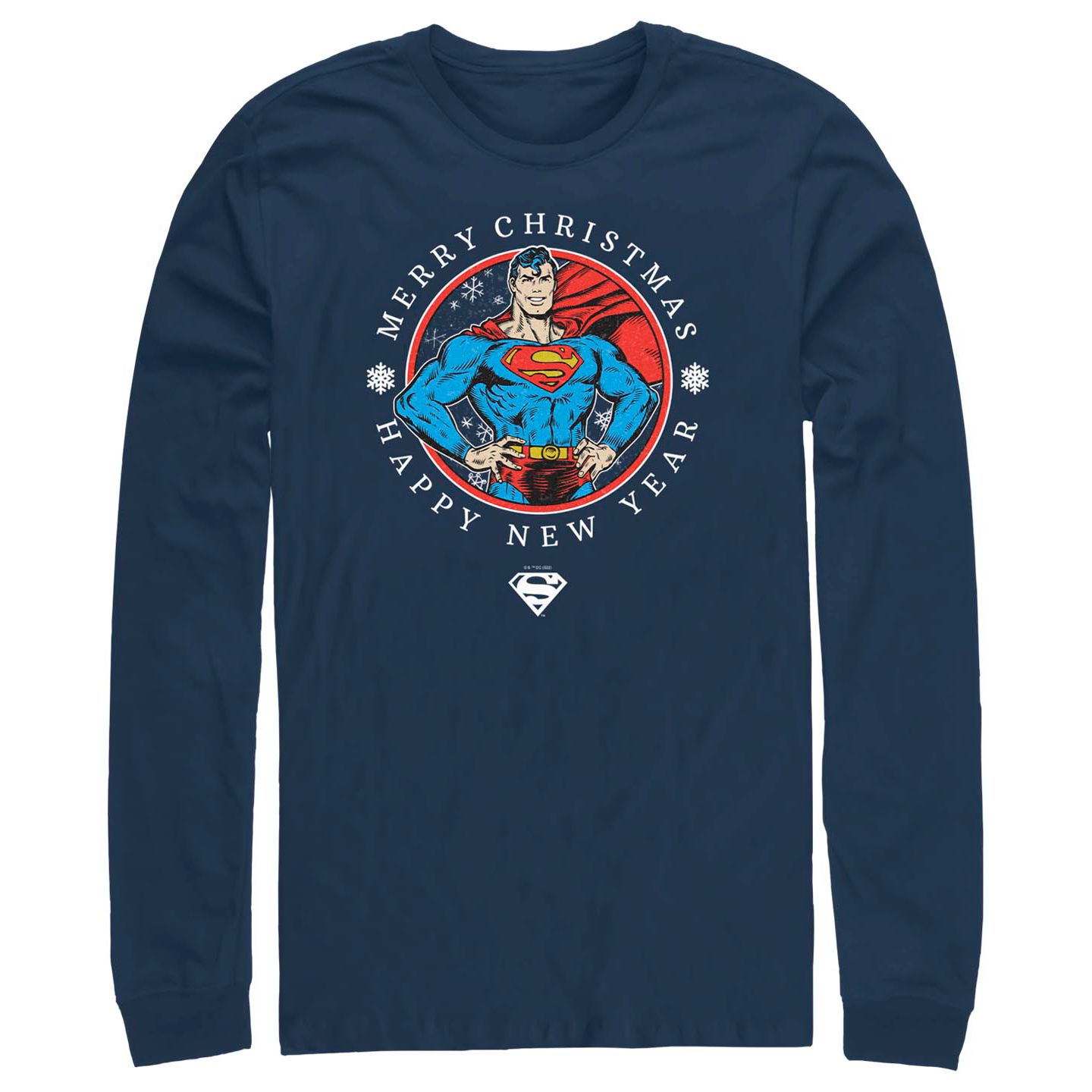 Мужская футболка Fifth Sun Superman Christmas Badge Long Sleeves, цвет: Тёмно-синий — фото 1