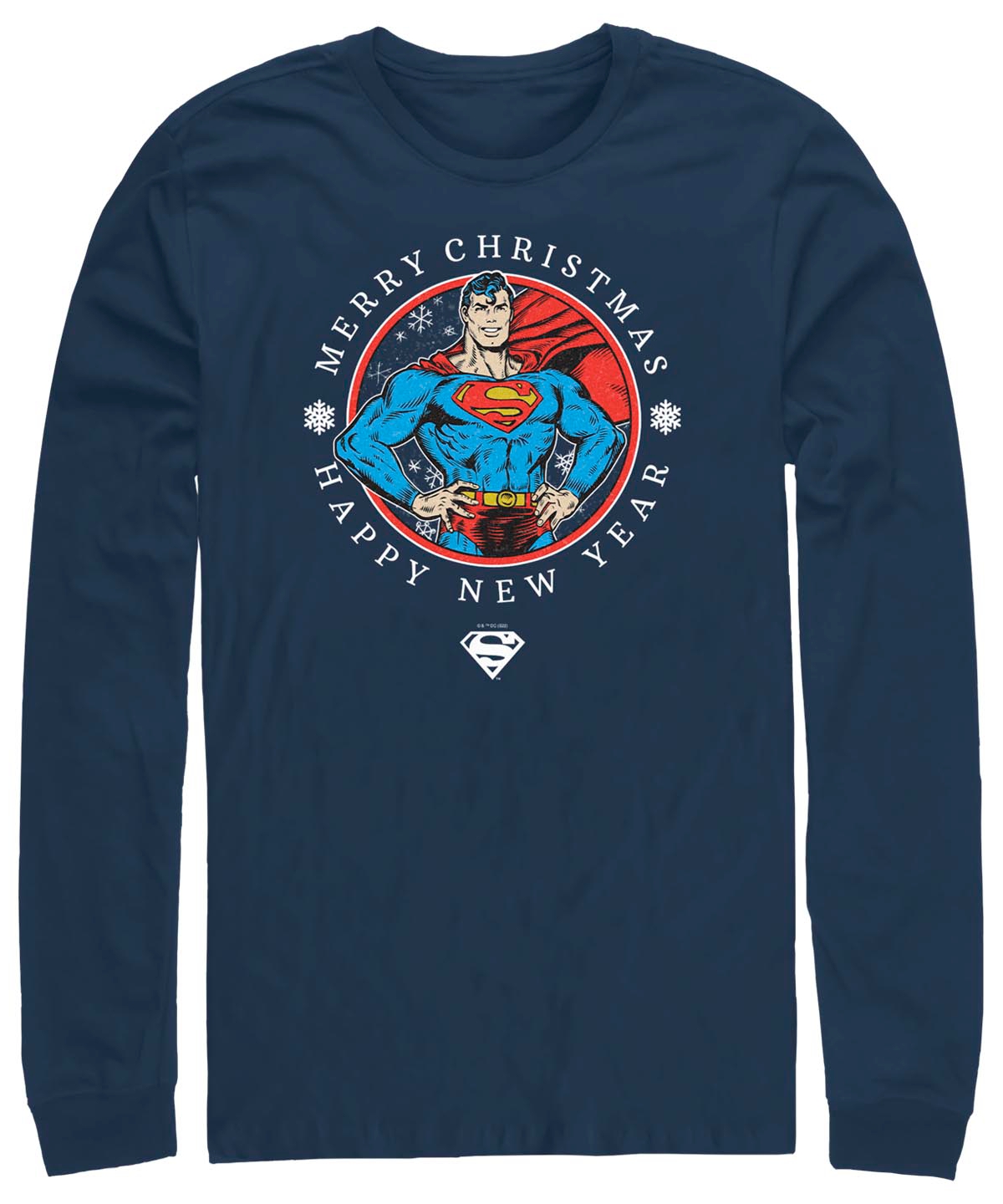 Fifth Sun Men's Superman Christmas Badge Long Sleeves T-shirt In Navy