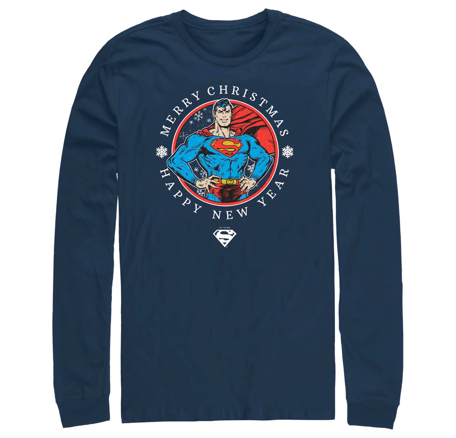 Men's Superman Christmas Badge Long Sleeves T-shirt