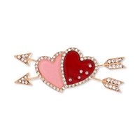 Holiday Lane Gold-Tone Pave Double Heart & Arrow Pin