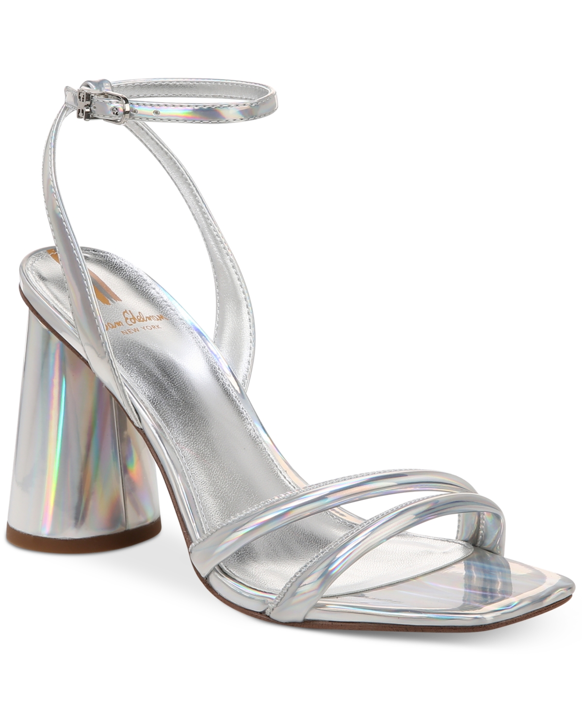 Sam Edelman Kia Ankle Strap Sandal In Soft Silver Liquid Metallic