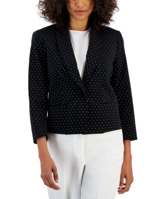 Kasper - Petite Jacquard One-Button Long-Sleeve Blazer