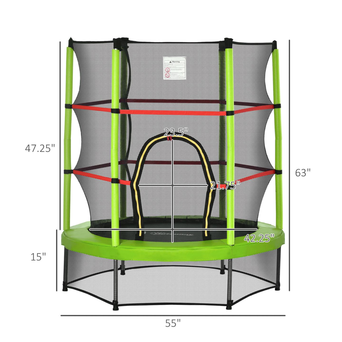 Детская игрушка Outsunny 5 Ft. Springless Design Kids Trampoline with Enclosure Net, 99 lb. Capacity, Ages 3-6 — фото 2